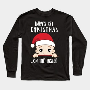 'Baby's 1st Christmas On The Inside' Christmas Long Sleeve T-Shirt